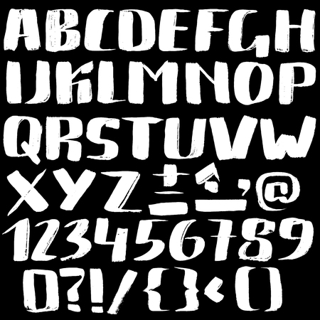 Hand drawn font made by dry brush strokes. Grunge style alphabetのイラスト素材