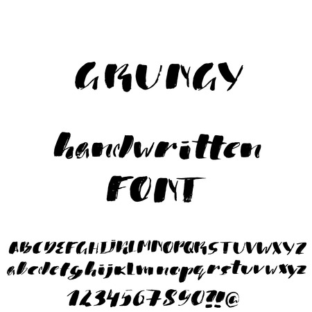 Hand drawn font made by dry brush strokes. Grunge style alphabetのイラスト素材