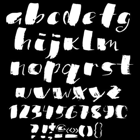 Hand drawn font made by dry brush strokes. Grunge style alphabetのイラスト素材