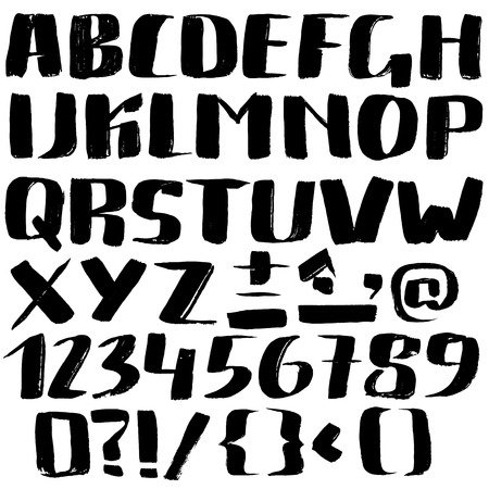 Hand drawn font made by dry brush strokes. Grunge style alphabetのイラスト素材