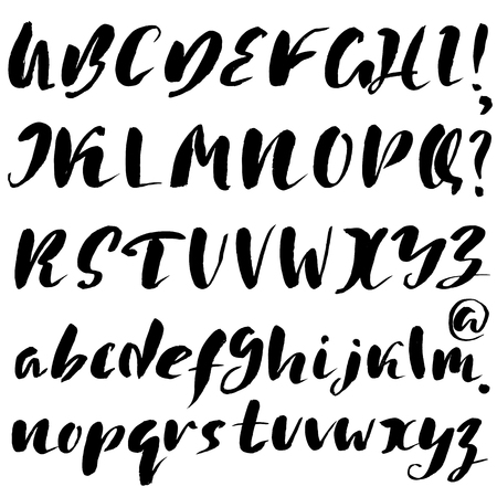 Hand drawn font made by dry brush strokes. Grunge style alphabetのイラスト素材