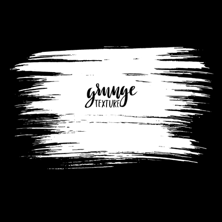 Black ink vector brush strokes isolated on black background. Vector illustration. Grunge texture.のイラスト素材