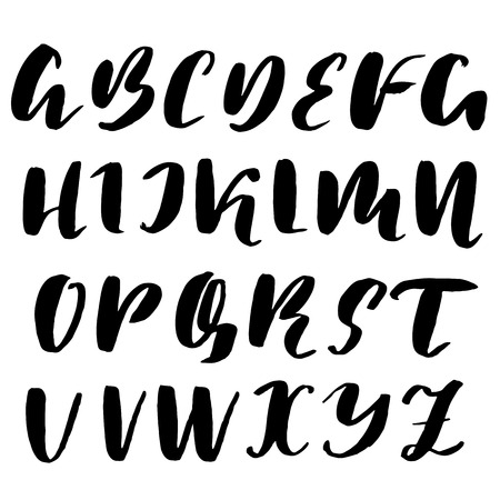 Hand drawn font made by dry brush strokes. Grunge style alphabetのイラスト素材
