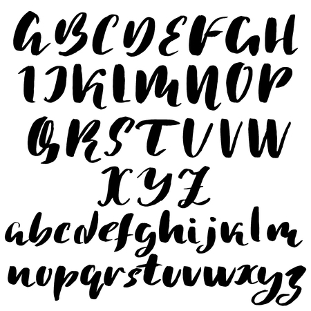 Hand drawn font made by dry brush strokes. Grunge style alphabetのイラスト素材