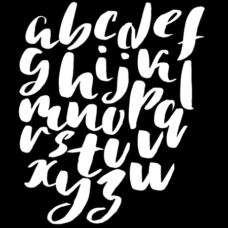 Hand drawn font made by dry brush strokes. Grunge style alphabetのイラスト素材