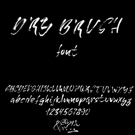 Hand drawn font made by dry brush strokes. Grunge style alphabetのイラスト素材