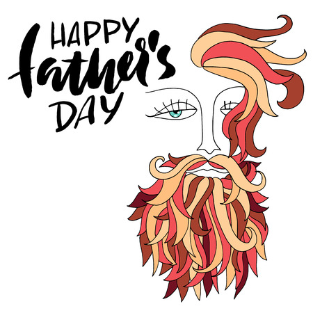 Man with red beard. Hipster style. Vector illustration. Fathers day lettering.のイラスト素材