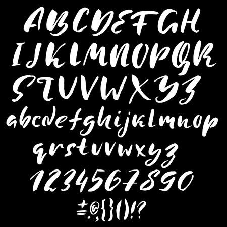 Hand drawn font made by dry brush strokes. Grunge style alphabetのイラスト素材