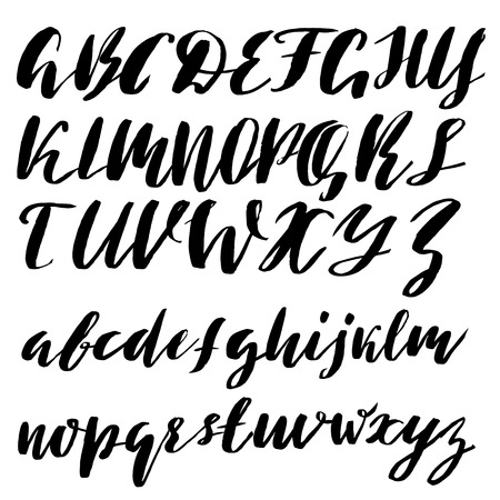 Hand drawn font made by dry brush strokes. Grunge style alphabetのイラスト素材