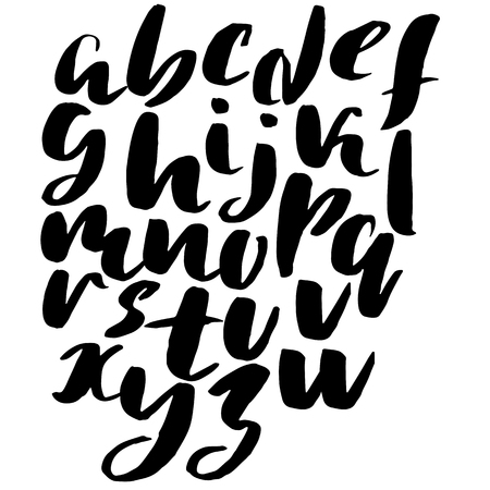 Hand drawn font made by dry brush strokes. Grunge style alphabetのイラスト素材