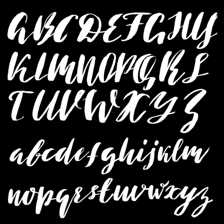 Hand drawn font made by dry brush strokes. Grunge style alphabetのイラスト素材