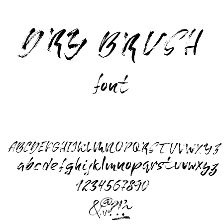 Hand drawn font made by dry brush strokes. Grunge style alphabetのイラスト素材