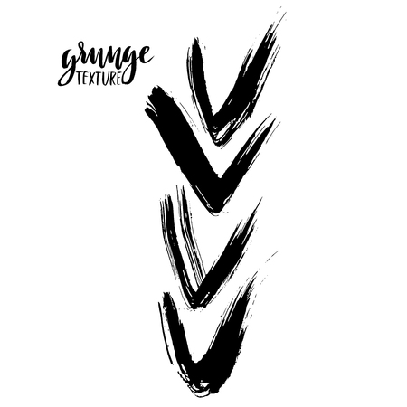 Collection of black painted check marks. Vector set of brush strokes. Isolated on white background. Grunge ticks.のイラスト素材