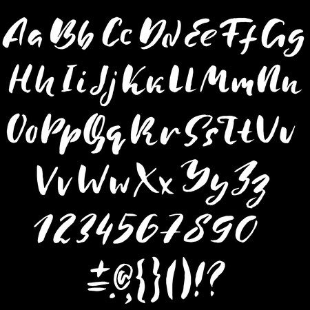 Hand drawn font made by dry brush strokes. Grunge style alphabetの写真素材