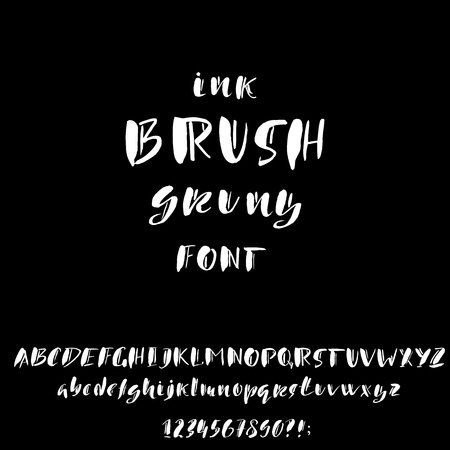 Hand drawn font made by dry brush strokes. Grunge style alphabet. Handwritten font. Vector illustrationのイラスト素材