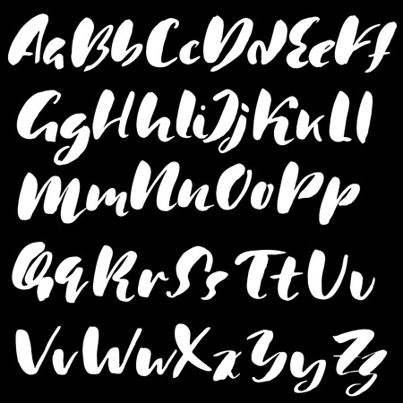 Hand drawn font made by dry brush strokes. Grunge style alphabet. Handwritten font. Vector illustrationのイラスト素材