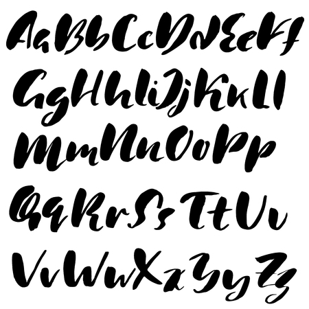 Hand drawn font made by dry brush strokes. Grunge style alphabetのイラスト素材
