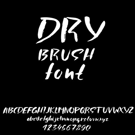 Hand drawn font made by dry brush strokes. Grunge style alphabetのイラスト素材
