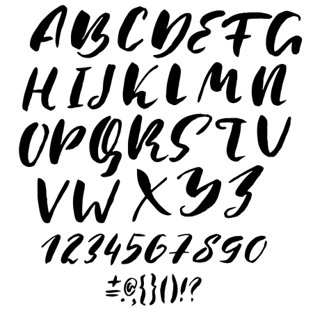 Hand drawn font made by dry brush strokes. Grunge style alphabetのイラスト素材