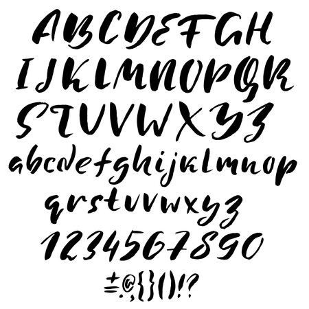 Hand drawn font made by dry brush strokes. Grunge style alphabetのイラスト素材