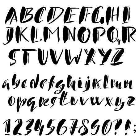 Hand drawn font made by dry brush strokes. Grunge style alphabetのイラスト素材