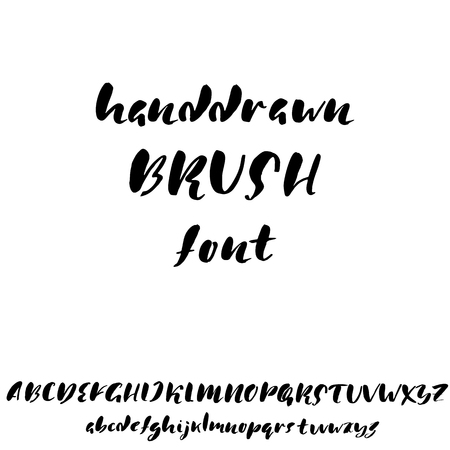 Hand drawn font made by dry brush strokes. Grunge style alphabetのイラスト素材