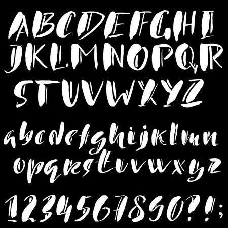 Hand drawn font made by dry brush strokes. Grunge style alphabetのイラスト素材