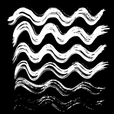 White ink vector brush strokes. Vector illustration. Grunge wave texture.のイラスト素材
