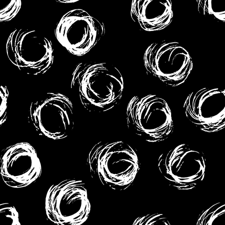 Seamless pattern with hand drawn grunge circles. Ink illustration.のイラスト素材