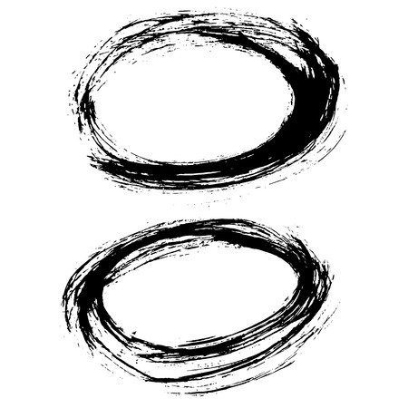 Grunge vector frame. Hand drawn dry brush texture. Abstract round shape.のイラスト素材
