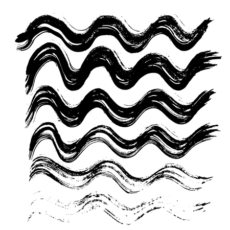 Black ink vector brush strokes. Vector illustration. Grunge wave texture.のイラスト素材