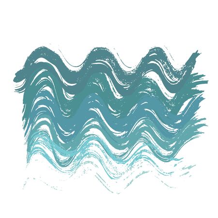 Blue ink vector wave brush strokes. Vector illustration. Grunge gradient texture.のイラスト素材