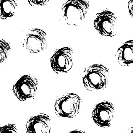 Seamless pattern with hand drawn grunge circles. Ink illustration.のイラスト素材