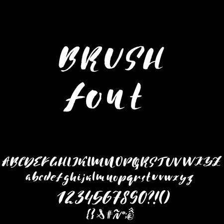 Hand drawn font made by dry brush strokes. Grunge style alphabetのイラスト素材