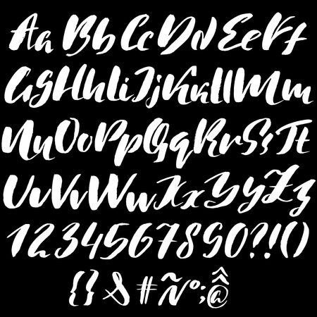Hand drawn font made by dry brush strokes. Grunge style alphabetのイラスト素材