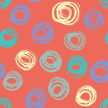 Seamless pattern with hand drawn grunge circles. Ink illustrationのイラスト素材