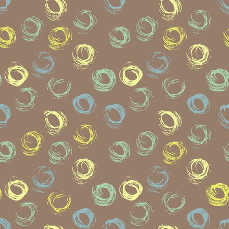Seamless pattern with hand drawn grunge circles. Ink illustration.のイラスト素材