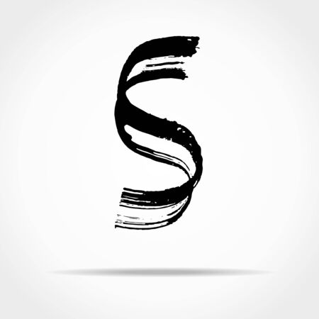 Letter S. Handwritten by dry brush. Rough strokes font. Vector illustration. Grunge style alphabet.のイラスト素材