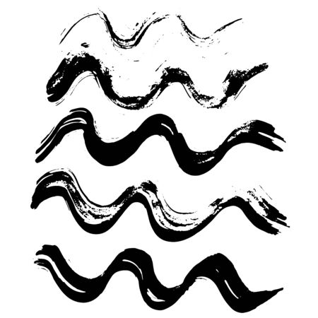 Ink vector brush strokes background. Vector illustration. Grunge wave texture.のイラスト素材