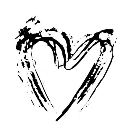 Hand drawn vector heart. Dry brush ink illustration. Grunge rough texture.のイラスト素材