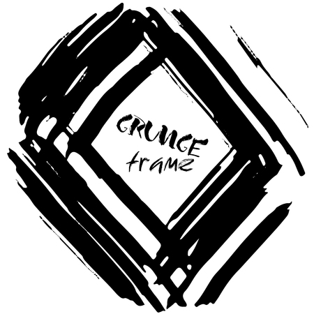 Grunge vector frame. Ink dry brush background. Hand drawn texture. Vector illustration.のイラスト素材