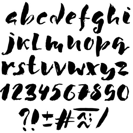 Hand drawn font made by dry brush strokes. Grunge style alphabetのイラスト素材