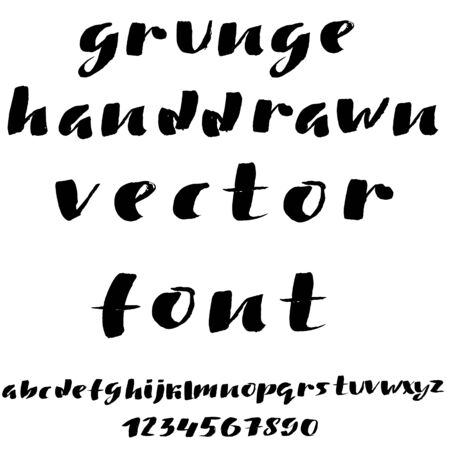 Hand drawn font made by dry brush strokes. Grunge style alphabetのイラスト素材
