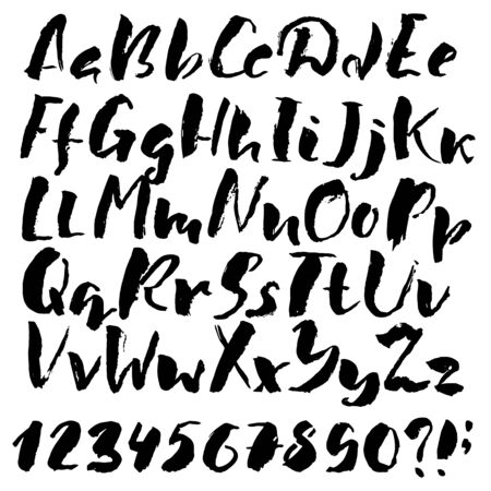 Hand drawn font made by dry brush strokes. Grunge style alphabetのイラスト素材