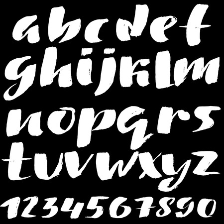 Hand drawn font made by dry brush strokes. Grunge style alphabetのイラスト素材