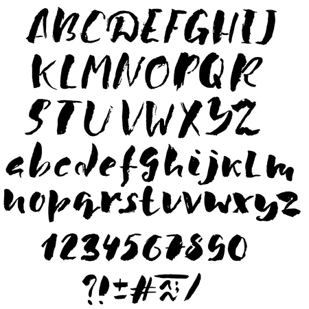 Hand drawn font made by dry brush strokes. Grunge style alphabetのイラスト素材
