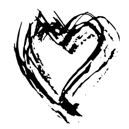 Hand drawn vector heart. Dry brush ink illustration. Grunge rough texture.のイラスト素材