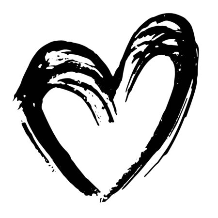 Hand drawn vector heart. Dry brush ink illustration. Grunge rough texture.のイラスト素材