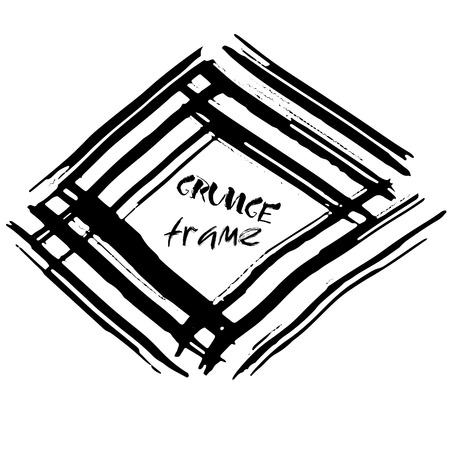 Grunge vector frame. Ink dry brush background. Hand drawn texture. Vector illustration.のイラスト素材