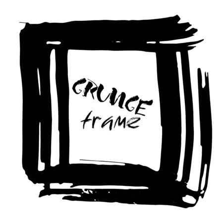 Grunge vector frame. Ink dry brush background. Hand drawn texture. Vector illustration.のイラスト素材